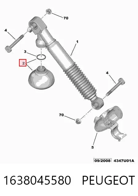 Acumulador hidráulico traseiro do sistema de amortecimento 1638045580 Peugeot/Citroen