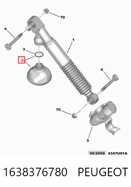 Acumulador hidráulico traseiro do sistema de amortecimento 1638376780 Peugeot/Citroen