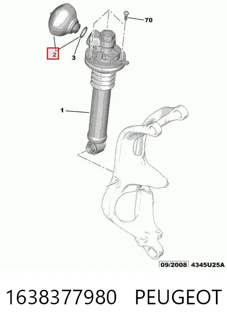 Acumulador hidráulico dianteiro do sistema de amortecimento 1638377980 Peugeot/Citroen