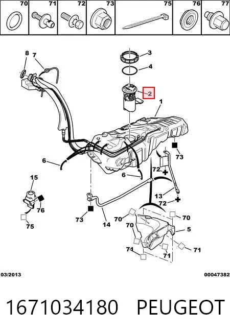 Módulo de bomba de combustível com sensor do nível de combustível 1671034180 Peugeot/Citroen
