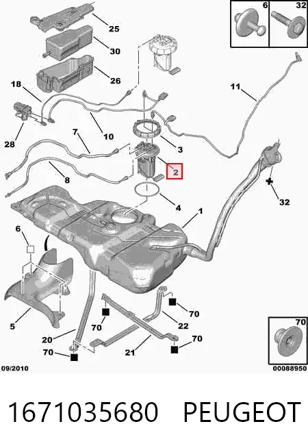 Módulo de bomba de combustível com sensor do nível de combustível 1671035680 Peugeot/Citroen