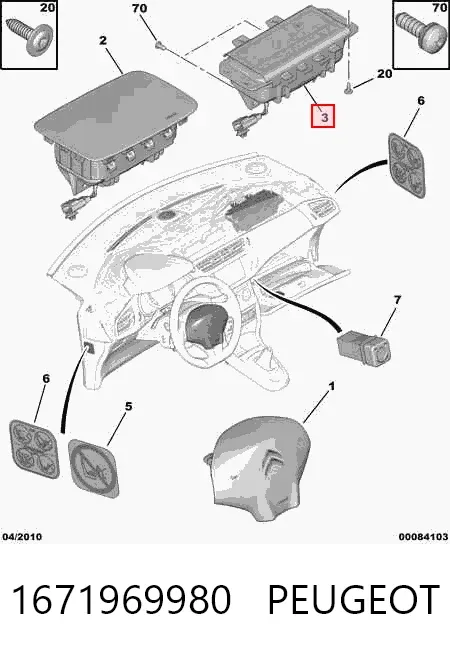 Cinto de segurança (AIRBAG) de passageiro 1671969980 Peugeot/Citroen