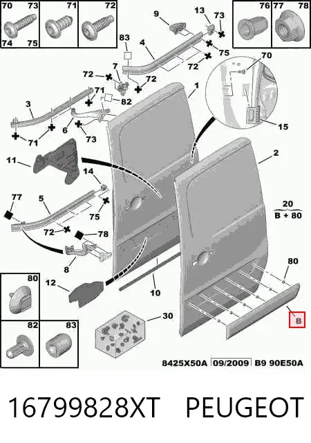 Moldura da porta lateral (deslizante) 16799828XT Peugeot/Citroen