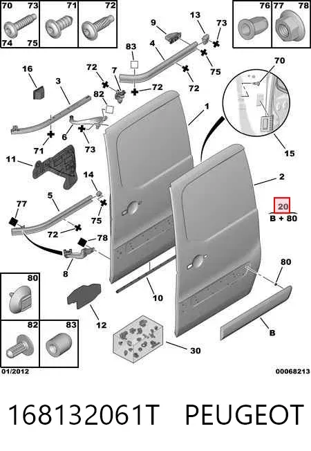 Moldura da porta traseira esquerda 168132061T General Motors