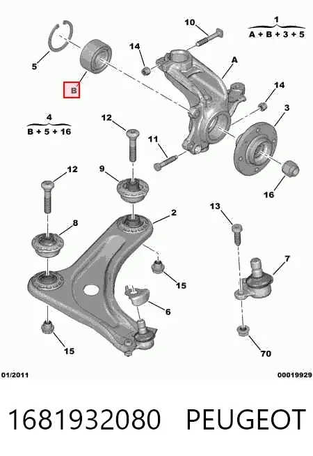 Rolamento de cubo dianteiro 1681932080 Peugeot/Citroen
