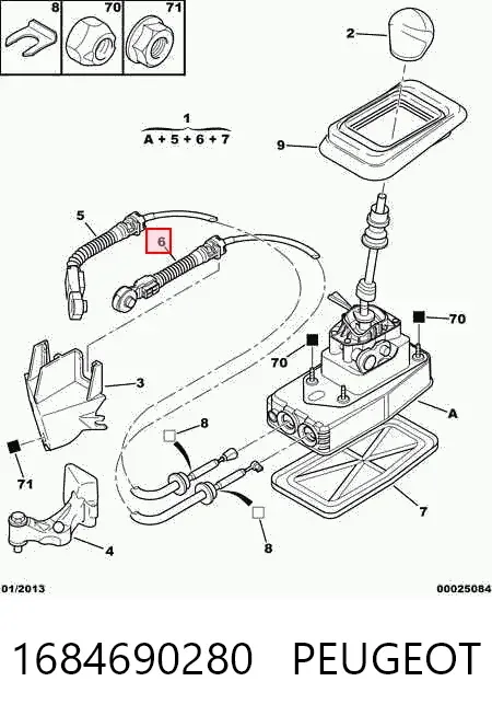 Cabo de mudança (de seleção de velocidade) 1684690280 Peugeot/Citroen