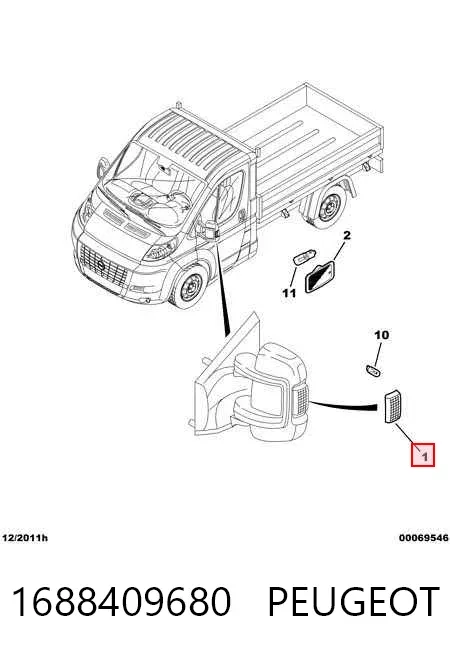 Pisca-pisca de espelho direito 1688409680 Peugeot/Citroen