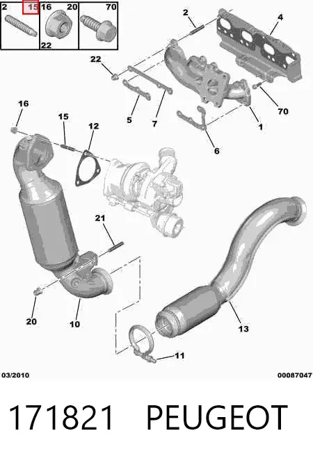 Prego de tubo coletor de escape 171821 Peugeot/Citroen