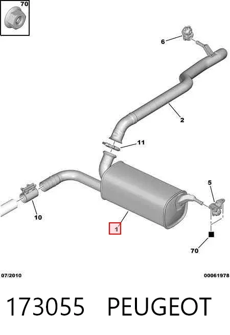 Silenciador, parte traseira 173055 Peugeot/Citroen