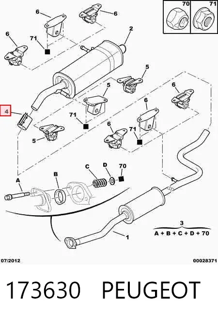 Braçadeira de silenciador dianteira 173630 Peugeot/Citroen