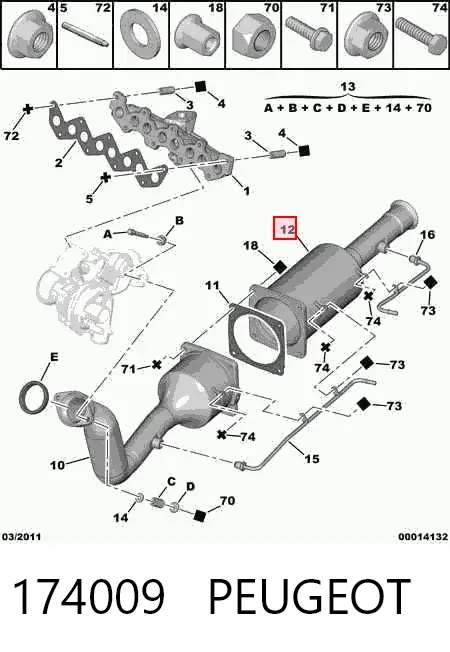 Catalisador (parte de reparo) 174009 Peugeot/Citroen