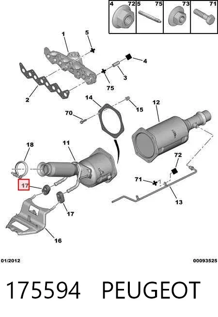 Coxim de fixação do silenciador 175594 Peugeot/Citroen