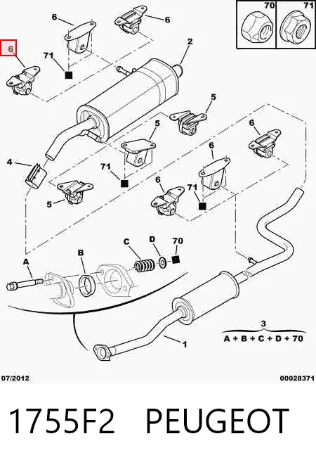 Coxim de fixação do silenciador 1755F2 Peugeot/Citroen