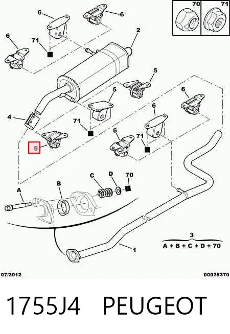 Coxim de fixação do silenciador 1755J4 Peugeot/Citroen