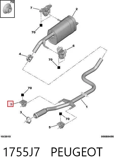 Coxim de fixação do silenciador 1755J7 Peugeot/Citroen