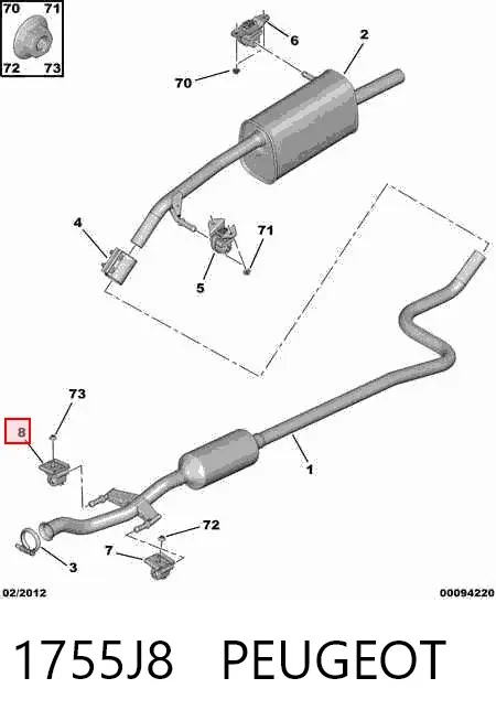 Coxim de fixação do silenciador 1755J8 Peugeot/Citroen