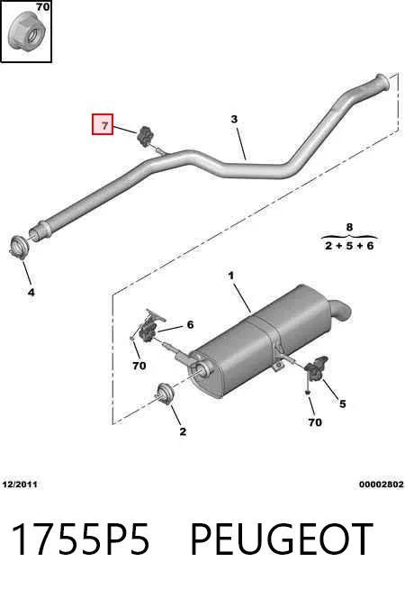 Coxim de fixação do silenciador 1755P5 Peugeot/Citroen