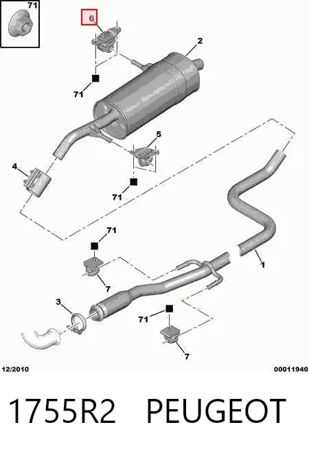 Coxim de fixação do silenciador 1755R2 Peugeot/Citroen
