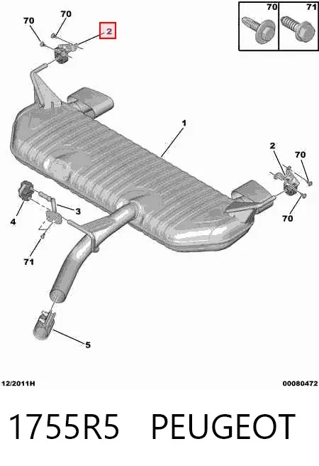 Coxim de fixação do silenciador 1755R5 Peugeot/Citroen