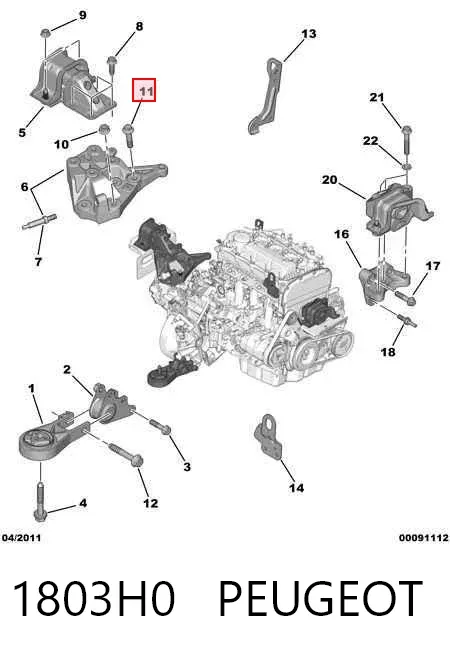 Parafuso de suporte de coxim de motor 1803H0 Peugeot/Citroen