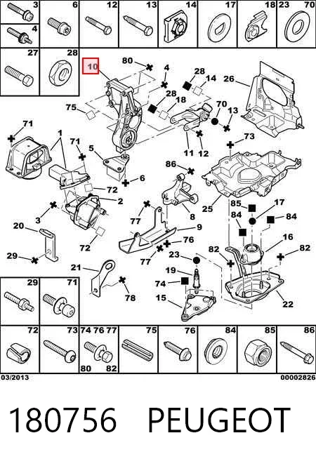 Coxim (suporte) traseiro de motor 180756 Peugeot/Citroen