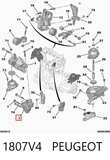 Coxim (suporte) direito de motor 1807V4 Peugeot/Citroen