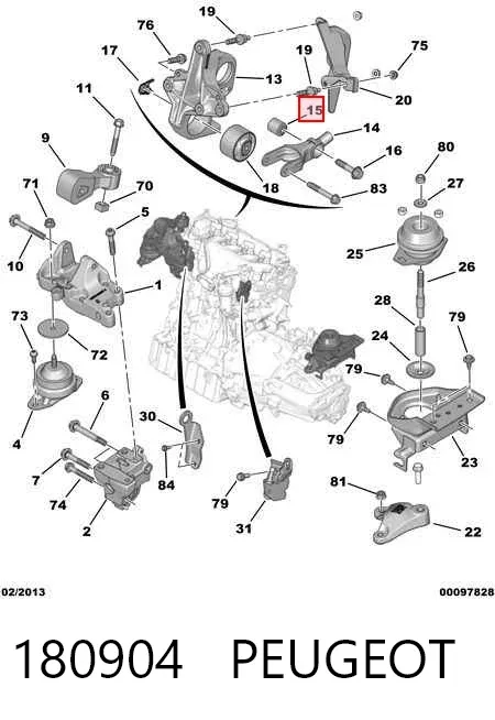 Bloco silencioso de suporte de coxim traseiro de motor 180904 Peugeot/Citroen