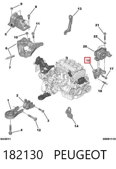 Consola de coxim (apoio) esquerda de motor 182130 Peugeot/Citroen