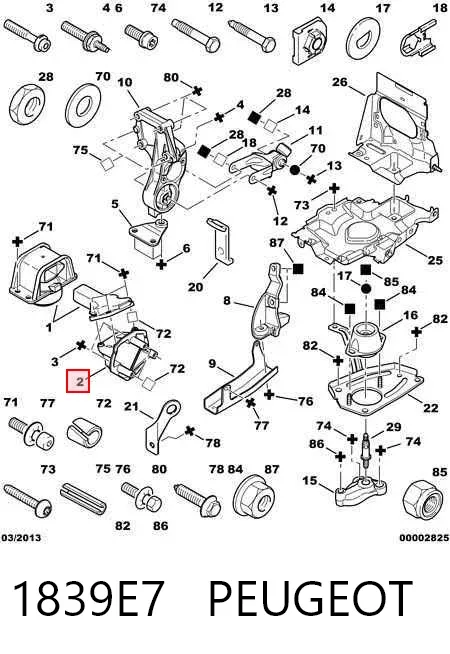 Coxim (suporte) direito de motor 1839E7 Peugeot/Citroen