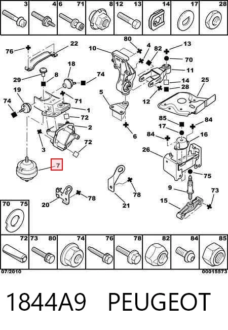 Coxim (suporte) direito de motor 1844A9 Peugeot/Citroen