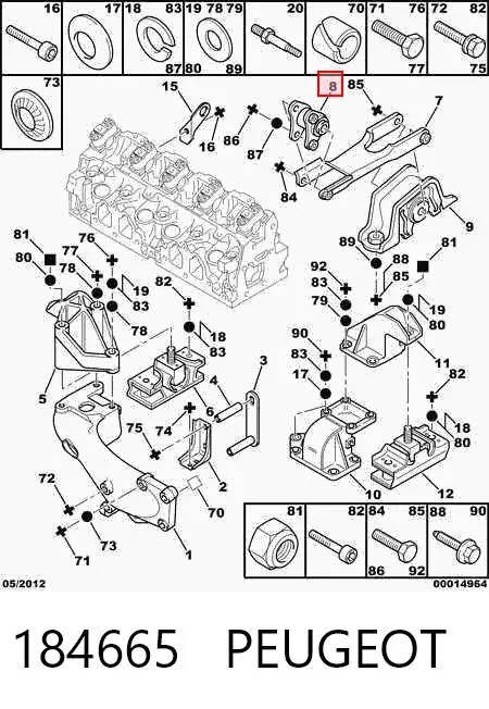Coxim (suporte) esquerdo dianteiro de motor 184665 Peugeot/Citroen