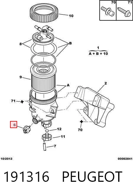 Sensor do nível da água de filtro de combustível 191316 Peugeot/Citroen
