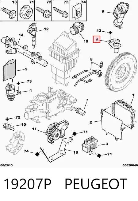 Sensor de posição (de revoluções) de cambota 19207P Peugeot/Citroen