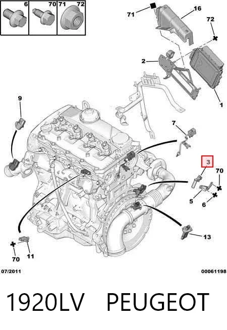 Sensor de posição (de revoluções) de cambota 1920LV Peugeot/Citroen