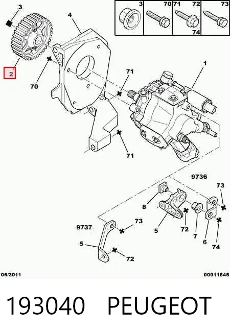 Roda dentada de engrenagem de cadeia da Bomba de Combustível de Pressão Alta 193040 Peugeot/Citroen