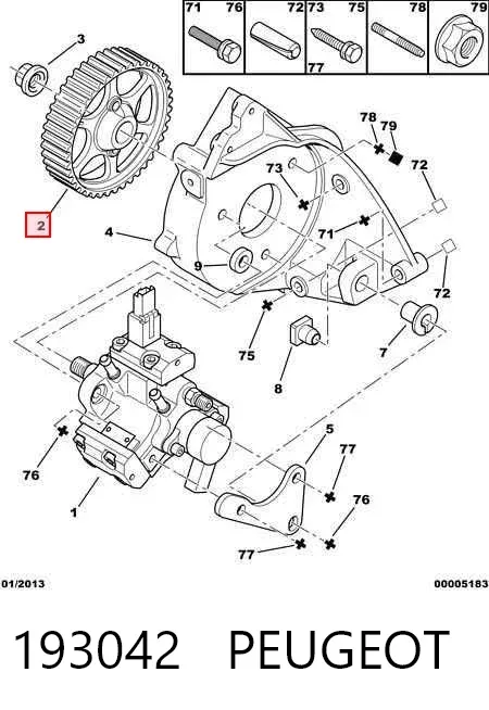 Roda dentada de engrenagem de cadeia da Bomba de Combustível de Pressão Alta 193042 Peugeot/Citroen