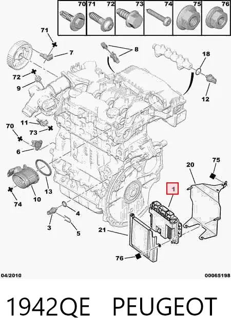 Módulo de direção (Centralina eletrônica) de motor 1942QE Peugeot/Citroen