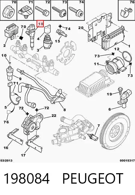 Injetor de injeção de combustível 198084 Peugeot/Citroen