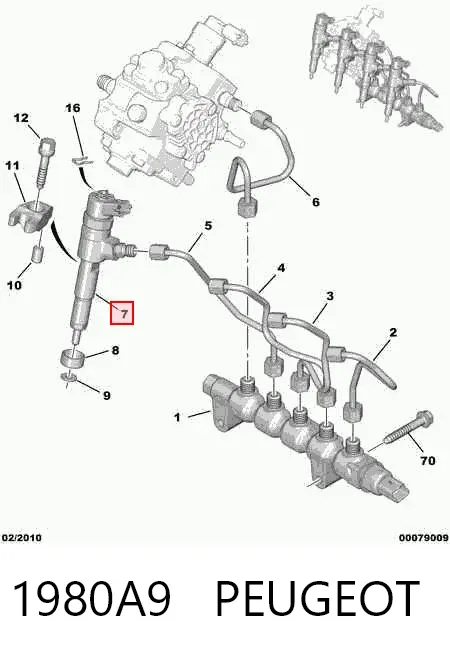 Injetor de injeção de combustível 1980A9 Peugeot/Citroen