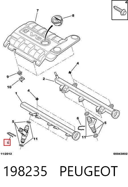 Consola de fixação do injetor 198235 Peugeot/Citroen