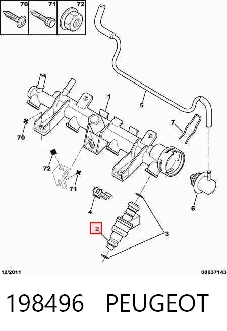 Injetor de injeção de combustível 198496 Peugeot/Citroen