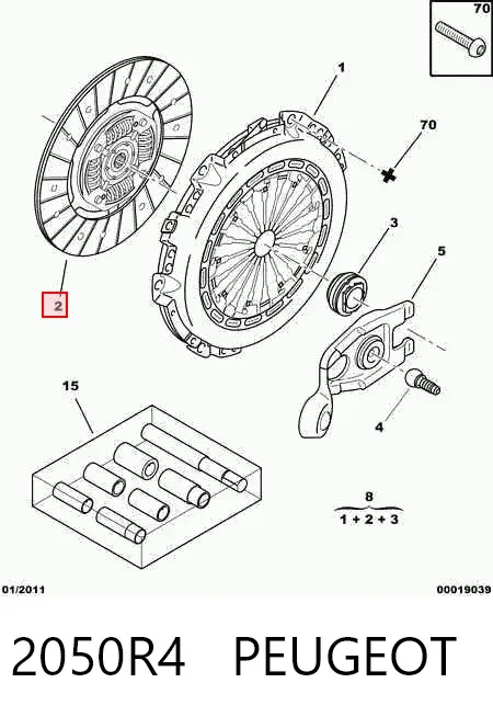 Kit de embraiagem (3 peças) 2050R4 Peugeot/Citroen