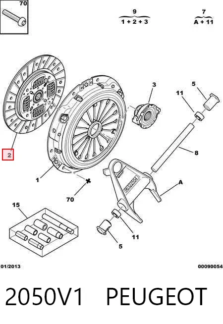 Kit de embraiagem (3 peças) 2050V1 Peugeot/Citroen