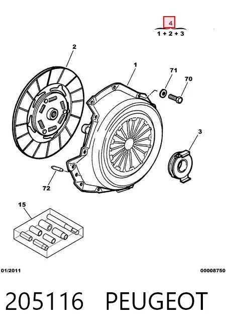 Kit de embraiagem (3 peças) 205116 Peugeot/Citroen