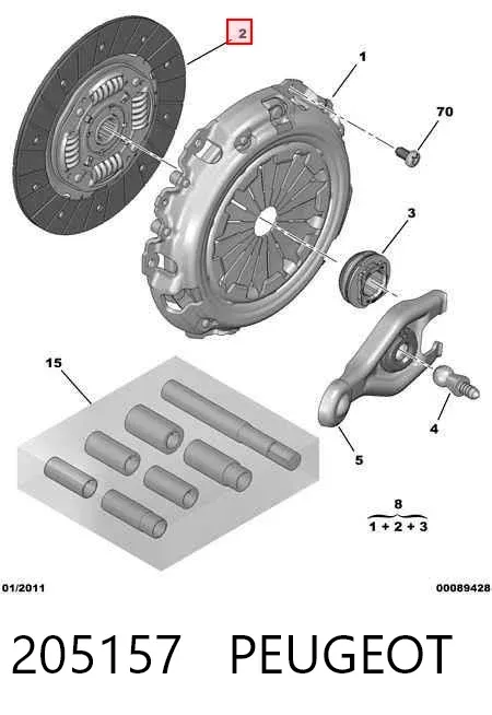 Kit de embraiagem (3 peças) 205157 Peugeot/Citroen