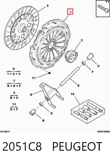 Kit de embraiagem (3 peças) 2051C8 Peugeot/Citroen