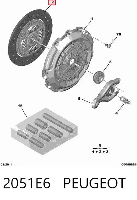 Kit de embraiagem (3 peças) 2051E6 Peugeot/Citroen