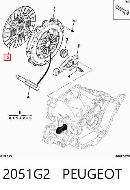 Kit de embraiagem (3 peças) 2051G2 Peugeot/Citroen