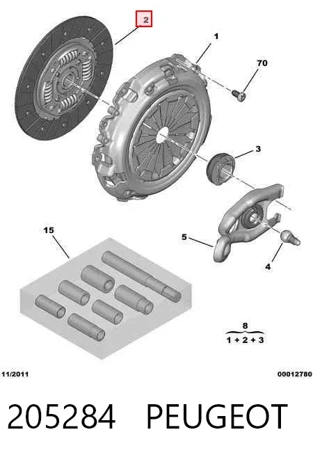 Kit de embraiagem (3 peças) 205284 Peugeot/Citroen