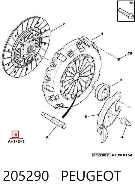 Kit de embraiagem (3 peças) 205290 Peugeot/Citroen
